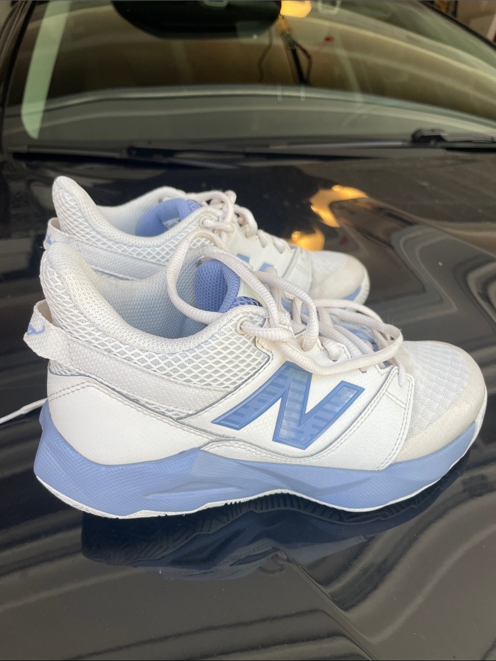New Balance White and Light Blue Women's Athletic Sneakers